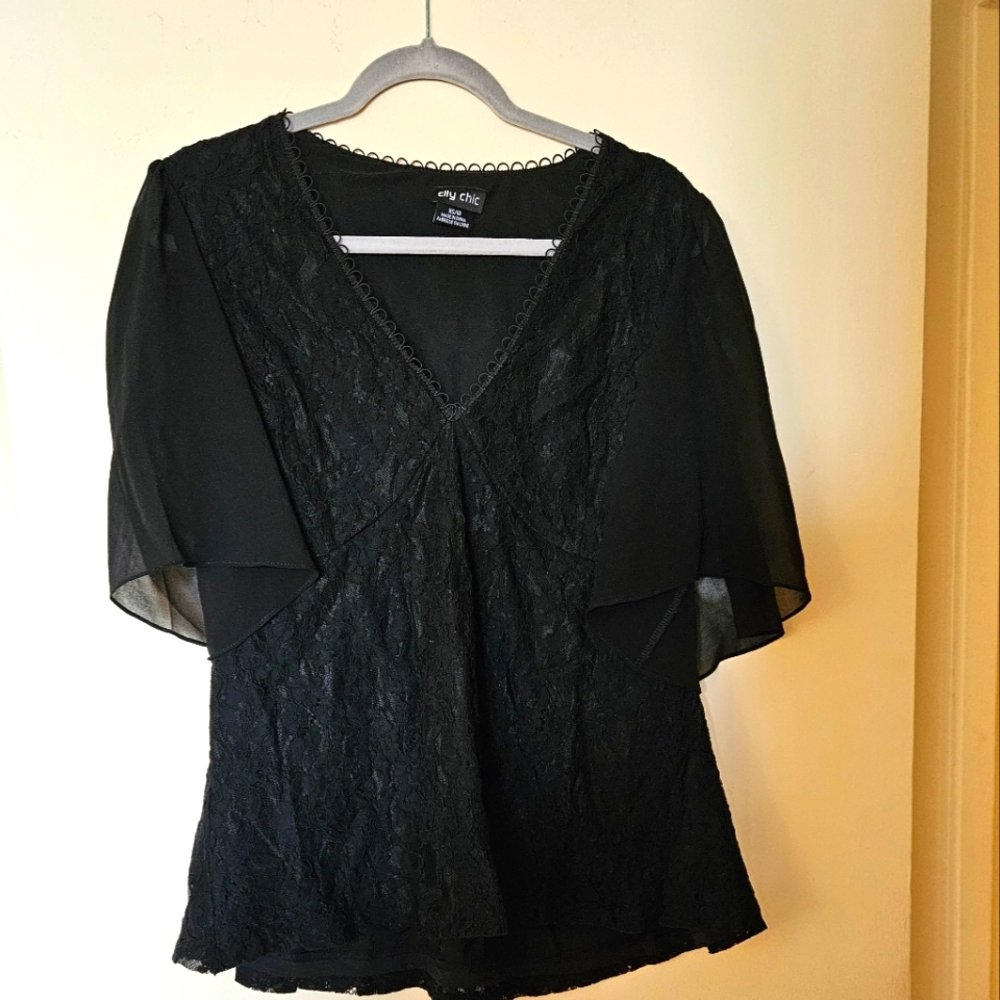City Chic Lace Detail Blouse